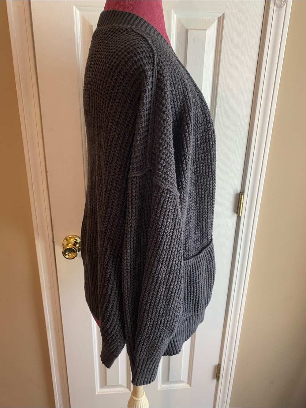 Universal Thread XL Open-Front Charcoal Knit Pocket Cardigan & Pockets - Picture 4 of 6